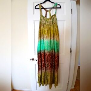 New-multicolor 'Into The Nights' Viscose Embroidered-sleeveless,full Maxi Dress